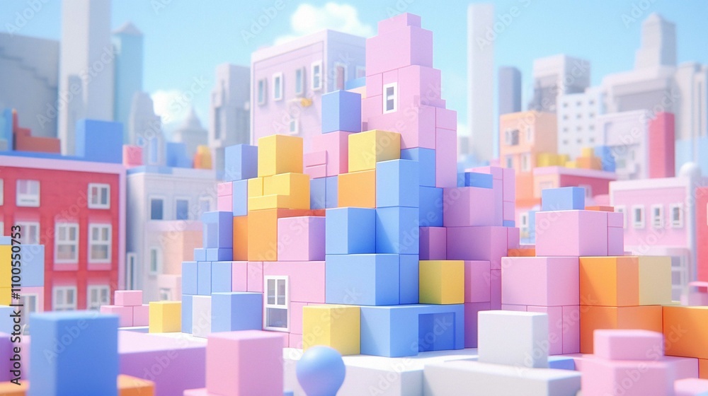 Obraz premium Colorful Geometric Cube Pattern Vector Illustration for Business Technology Wallpaper