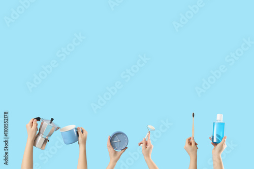 Female hands with coffee, a...
