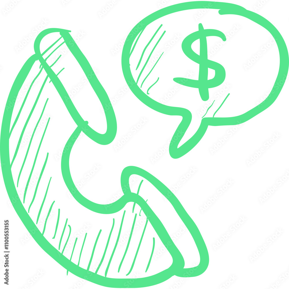 Obraz premium Call for dollar icon flat vector illustration