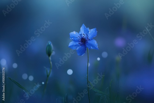 Scabiosa columbaria also known as Butterfly Blue is a perennial herb with finely divided leaves photo