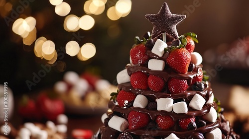 Obraz na płótnie Delectable Chocolate-Covered Strawberry Christmas Tree Dessert w salonie