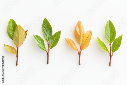 Young sapodilla leaves on a white backdrop utilized in traditional medicine for their anti inflammatory benefits