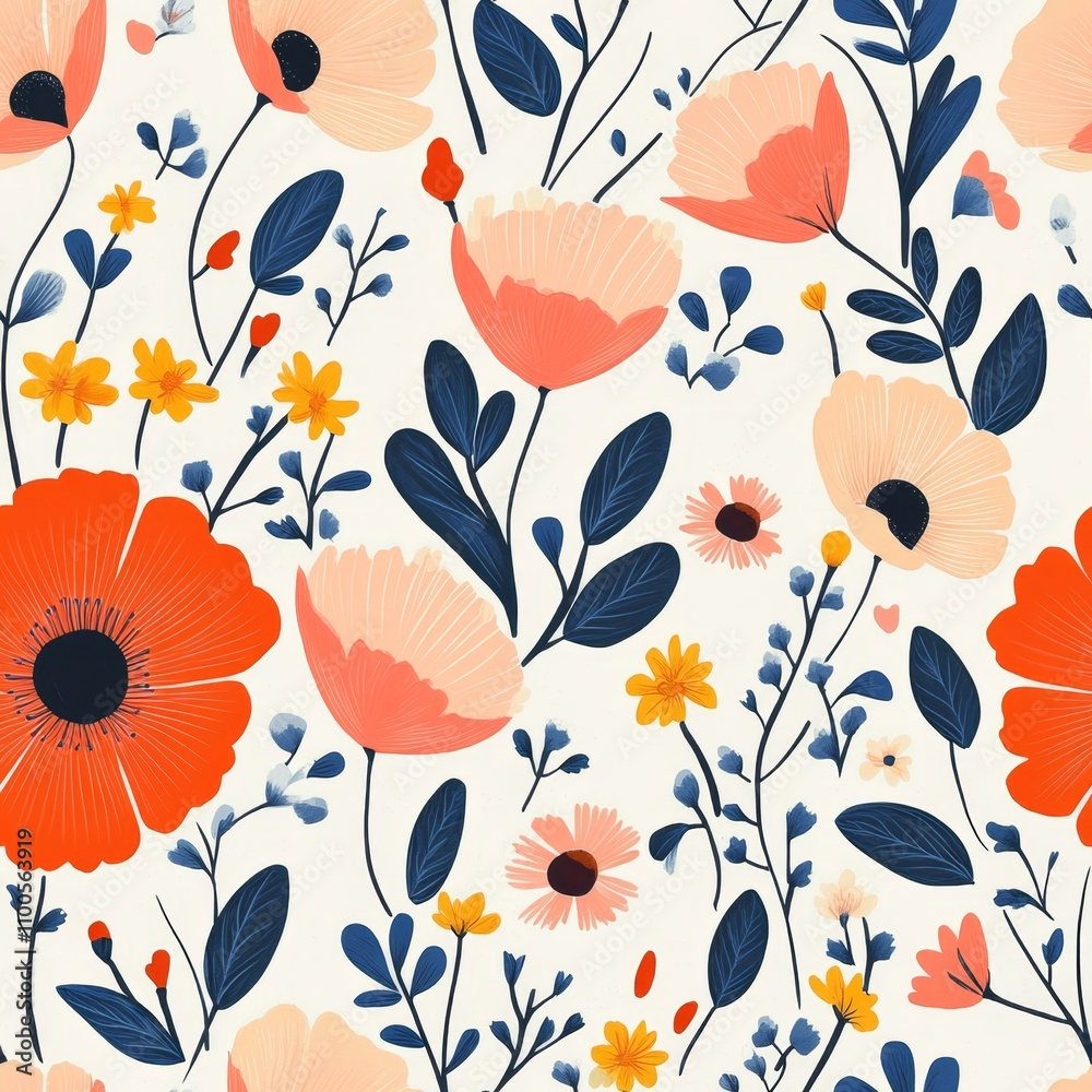 Obraz premium Beautiful Floral Pattern with Vivid Colors