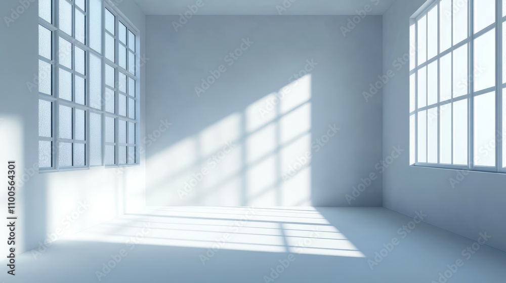 Fototapeta premium An abstract 3D background for product presentations and brand advertising, with shadows of windows and roofs. Empty scene for mockups.