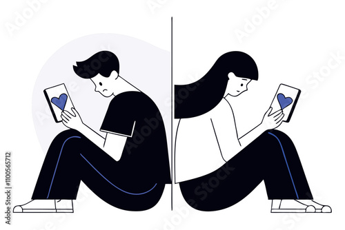 Break up relationship. Couple trying to save love. Man and woman sitting with their backs to each other