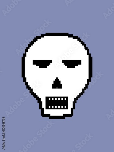 pixel art skull head