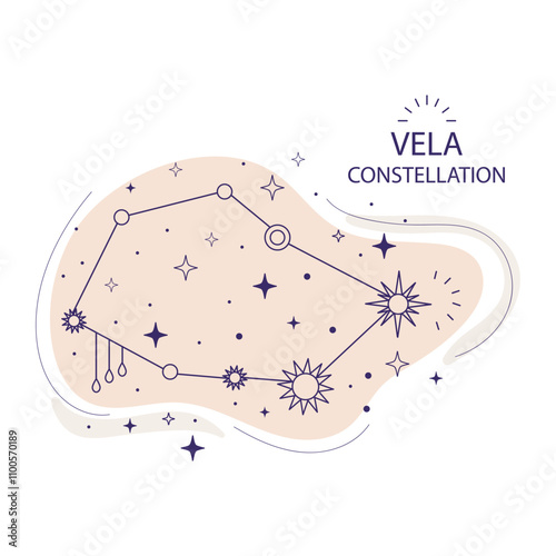 Star constellation Vela vector illustration