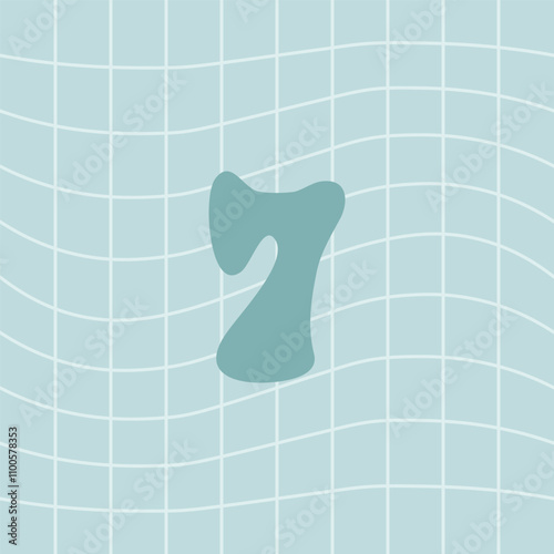 Christmas advent calendar design, day 7. Vector groovy style illustration, blue background