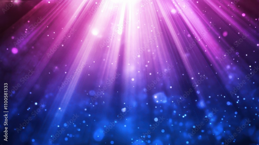 Fototapeta premium Light rays emitting from blue and purple neon lights on an abstract background