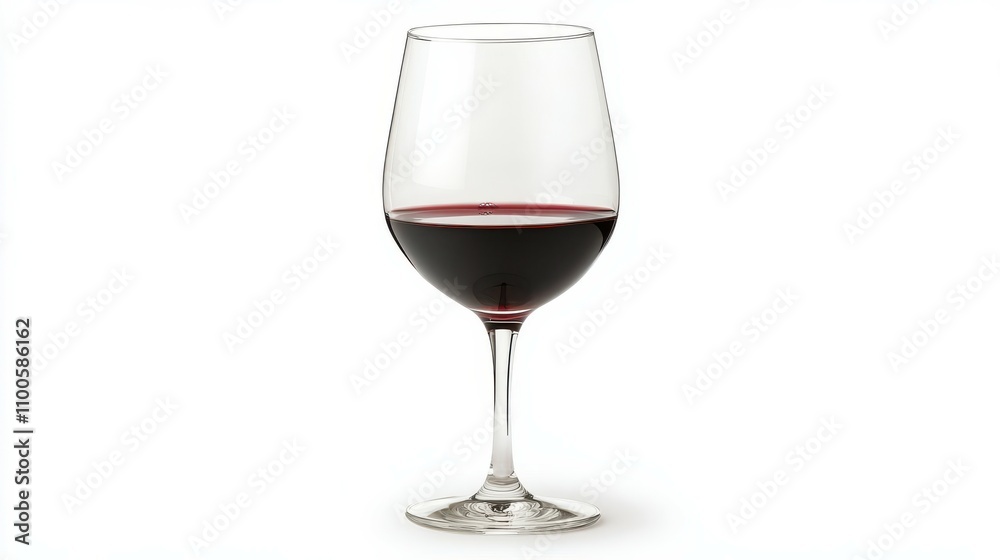 red Wine in glass isolated on white background, full depth of field, clipping path