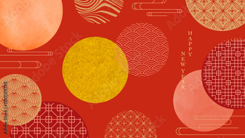 中国の旧正月の背景／春節のイラスト