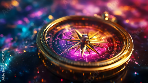Cosmic Compass 3D Illustration