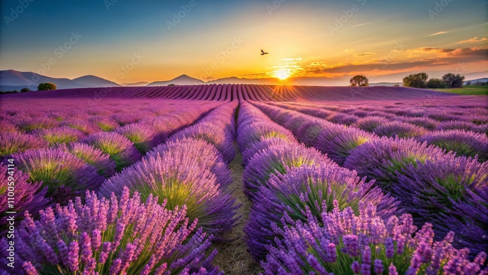 Obraz premium Breathtaking Lavender Fields Near Valensole, Provence, France Showcasing Vibrant Purple Blooms Under a Clear Blue Sky in Full Summer Splendor