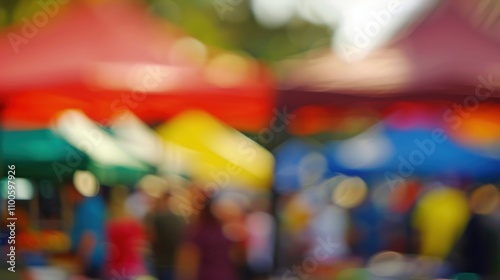 Wallpaper Mural A blurred backdrop of colorful tents and bustling activity at an outdoor cooking contest. Torontodigital.ca