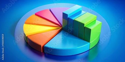 Business Presentation Infographic with 3D Isometric Pie Chart Diagram Showing Eighty-Five Percent and Fifteen Percent, Ideal for Corporate Reports and Data Visualization photo