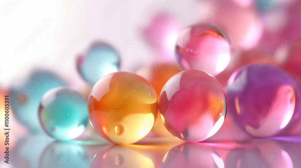 Fototapeta premium Colorful Floating Spheres with Reflections