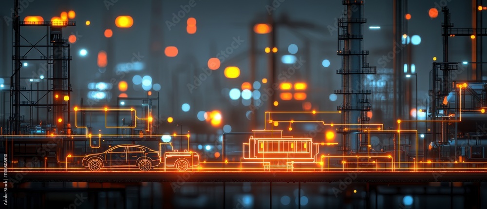 Fototapeta premium A captivating night drive through the bustling city streets illuminated by vibrant streetlights.