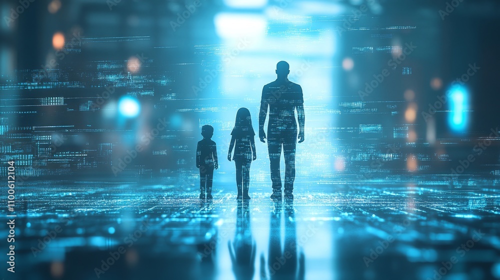 Fototapeta premium Futuristic Family Device Tracking Lifestyle Analytics and Connectivity