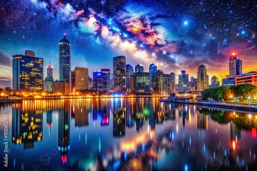 Captivating Night Photography Showcasing a Creative Eye with Stunning Cityscape and Starry Skies for Unique Visual Storytelling