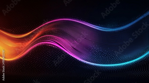 Rainbow soundwave pattern, glowing vibrant lines, motion effect