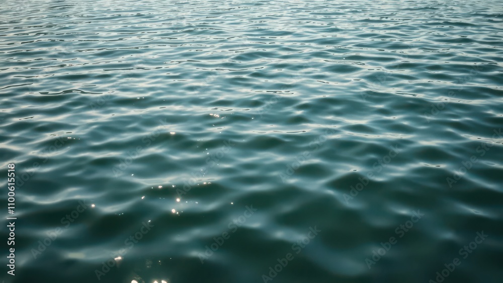 Obraz premium Glistening ripples on the surface of a calm lake, reflection, fresh