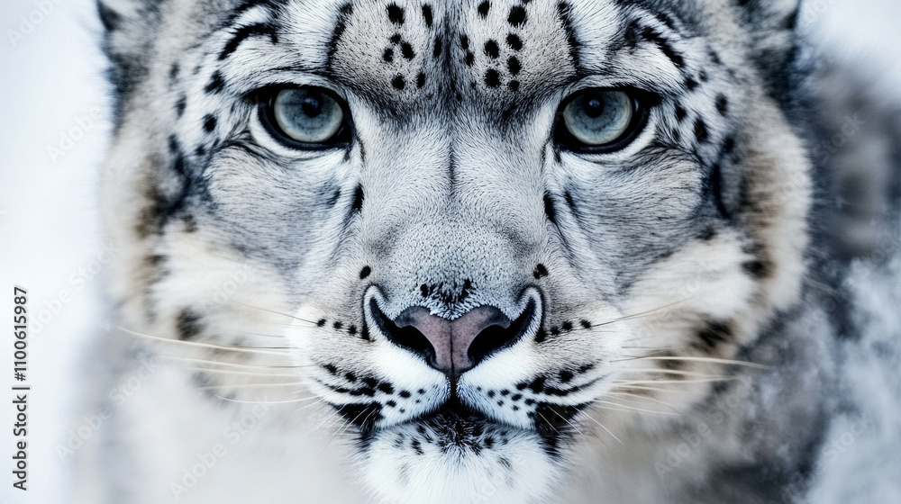 Obraz premium Snow Leopard Sightings in Icy Wilderness Landscapes, AI Generative