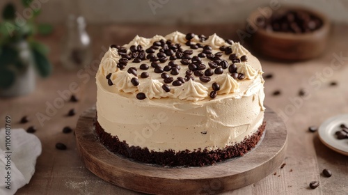 Wallpaper Mural A rich coffee cake topped with coffee buttercream and chocolate-coated coffee beans  Torontodigital.ca