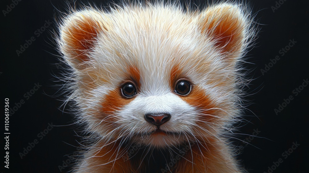Obraz premium Portrait of a playful panda, fluffy fur, endearing expression, close-up, photorealistic