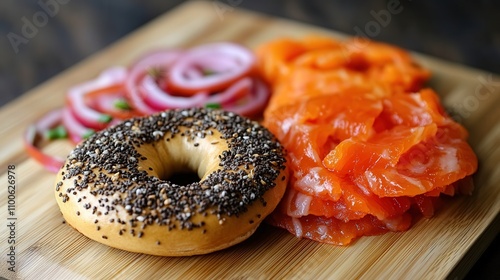 national bagel and lox day, on cutting board