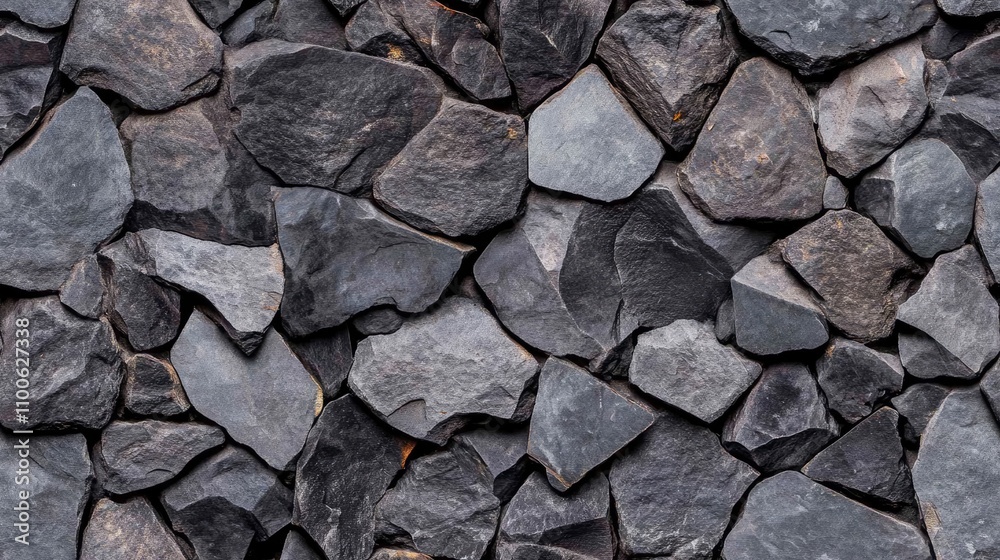 Fototapeta premium Seamless texture features dark gray rocks and stones, perfect for creating immersive environments in fantasy settings inspired by adventure games SEAMLESS PATTERN