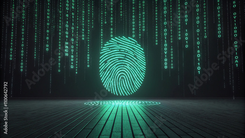 Glowing Fingerprint with Binary Code Stream