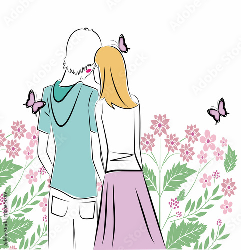 couple with butterflies