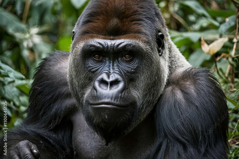 A Gorilla in its natural environment A Gorilla in its natural environment