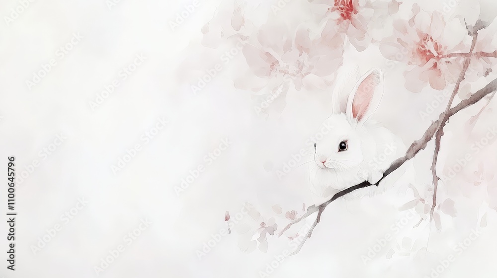 Obraz premium Soft Rabbit in a Gentle Meadow of Wildflowers