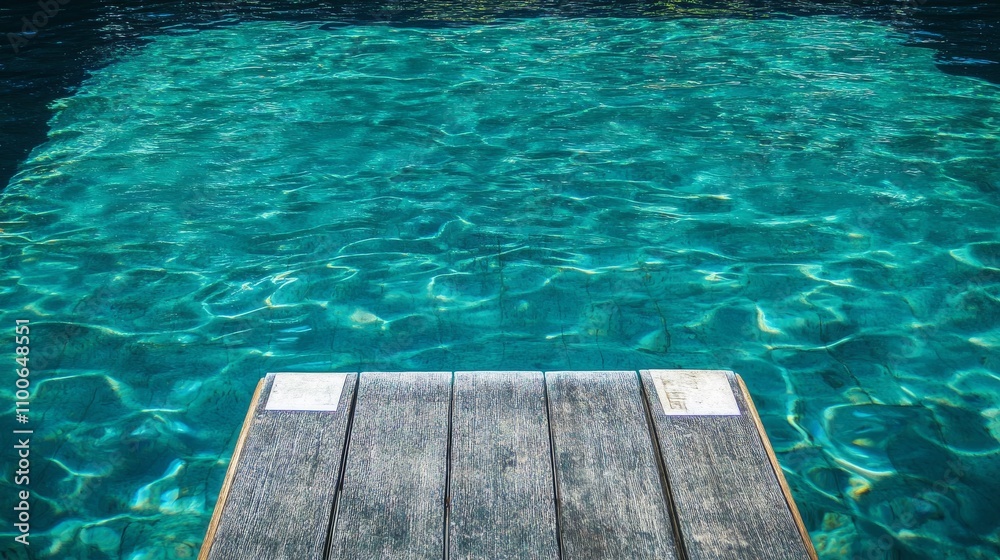 Obraz premium A swimming pool's diving board, outdoor setting with clear water, Refreshing style