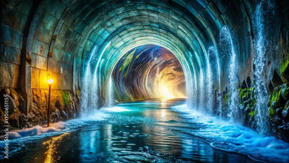 Dynamic Water Flow from Tunnel Drainage: Captivating Scene of Cascading Water Creating a Mesmerizing Display of Nature’s Power and Beauty Dynamic Water Flow from Tunnel Drainage: Captivating Scene of Cascading Water Creating a Mesmerizing Display of Nature’s Power and Beauty