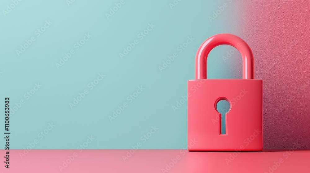 Fototapeta premium SSL Certificate Integrity Concept Colorful padlock on a vibrant background with soft shadows.