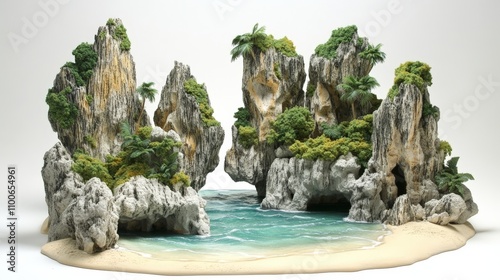 Miniature Diorama of Symbolic Islands and Water Rise photo