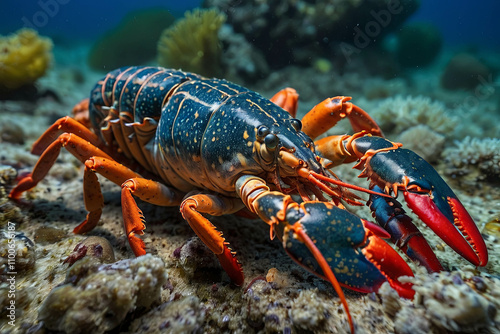 A lobster living in is natural habitat photo