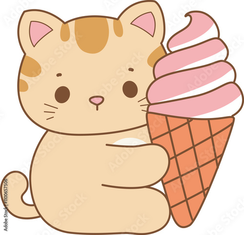 Illustration of cute kitty icon.
Funny cat in daily activities elements.
