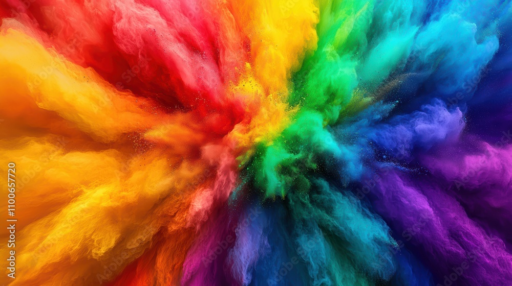 Fototapeta premium Vibrant Explosion of Colorful Powder with Swirling Patterns