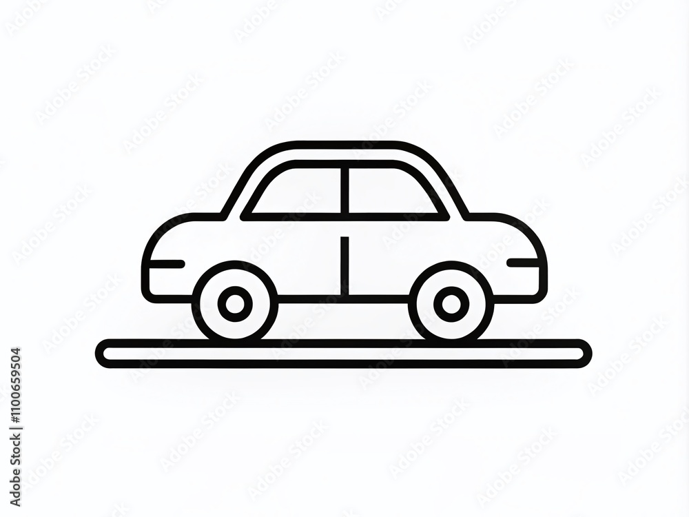 Obraz premium Elegant Rent a Car Line Icon in Black and White for Mobile Apps and Web Design, Perfect for UI Elements and Travel Services