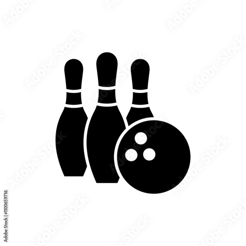 Bowling icon vector. bowling ball and pin sign and symbol.