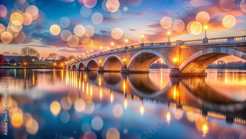 Ethereal Harmony of Light at Harvard Bridge Captured in a Dreamlike Bokeh Effect with Soft Glows and Reflections, Creating a Serene Atmosphere for Urban Landscapes photo