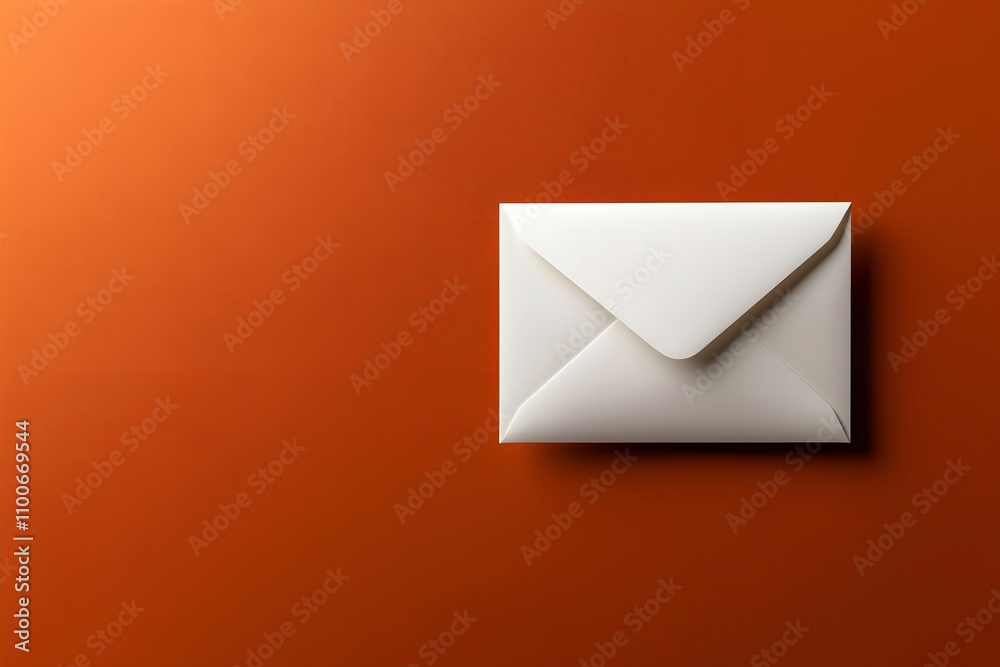 White Envelope on Orange Background White Envelope on Orange Background