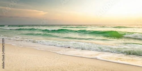 Abstract blurred gradient background with smooth green and beige color transitions with noise effect, abstract, blurred