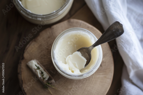 Studio shot of beef tallow in a jar