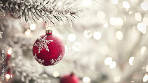 a christmas ornament hanging on christmas tree