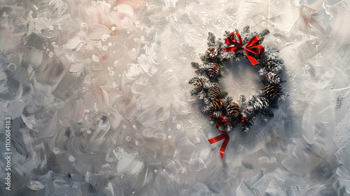 a festive wreath with pinecones holly berries christmas
