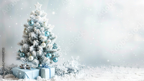 a frosty christmas tree with snow dusty branches
